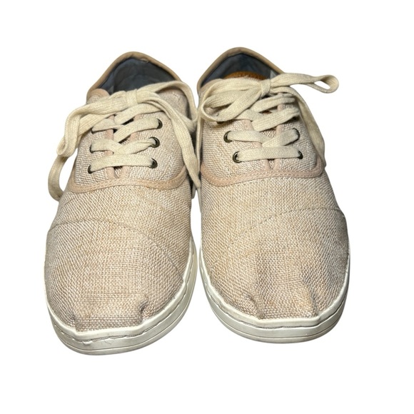 TOMS Unisex Donovan Natural Burlap Oxford Taupe Lace Up Tennis Shoe Size 8 - Picture 2 of 7